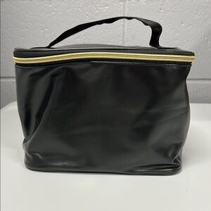 Black Cosmetic Bag with Gold Zipper